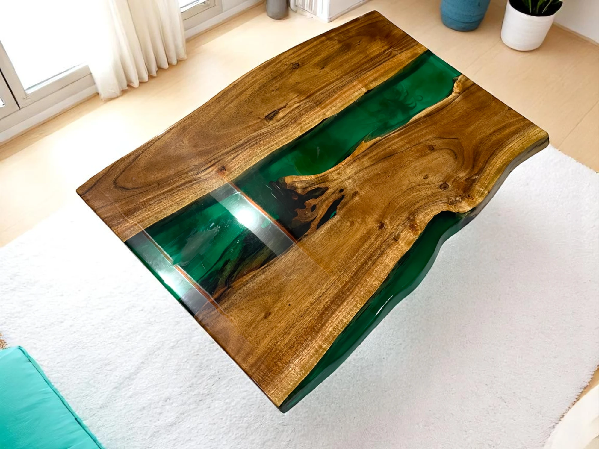 Live Edge Epoxy River Table : Free Shipping & Customizable 